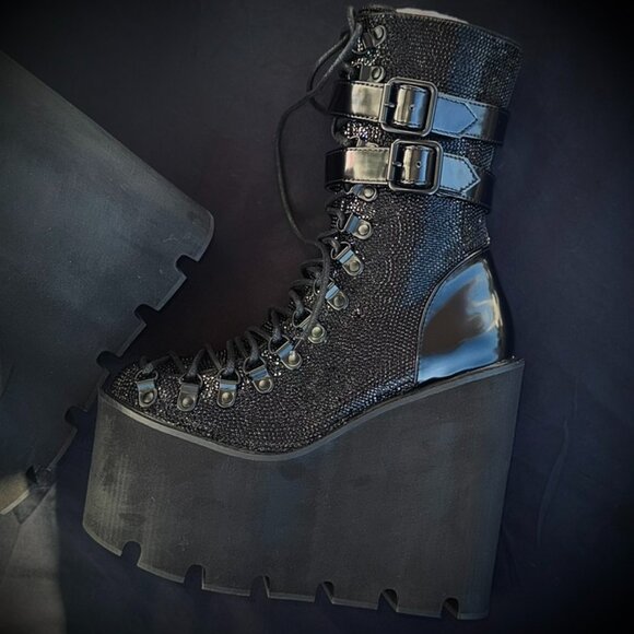 Midnight Rhinestone Traitor Boots - US Size 6 & 7 - NEW IN BOX - Picture 6 of 14